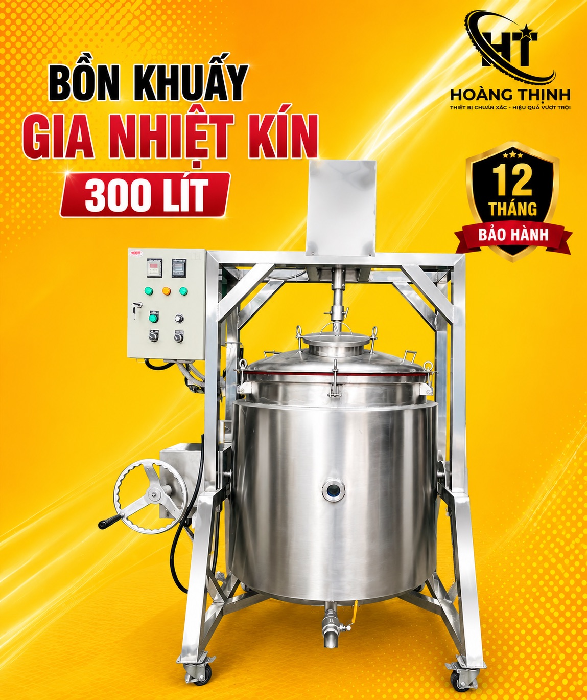 Bồn khuấy gia nhiệt kín 300 lít tại Hoàng Thịnh