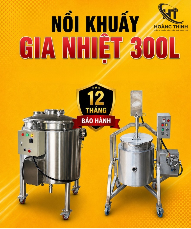 Nồi khuấy gia nhiệt 300l chất lượng, bảo hành 12 tháng tại Hoàng Thịnh