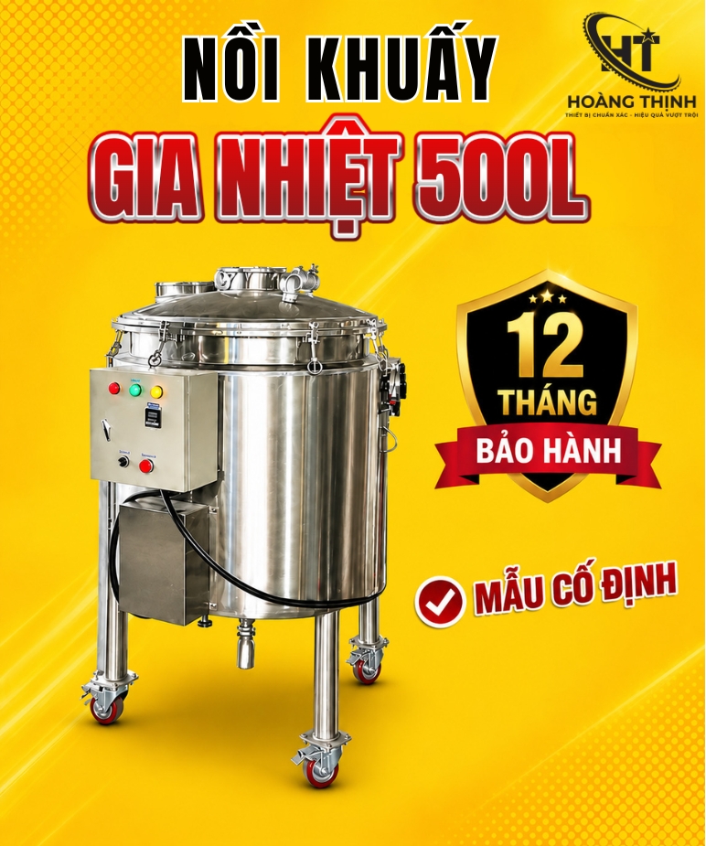 Nồi khuấy gia nhiệt 500L mẫu cố định tại Thiết bị Hoàng Thịnh