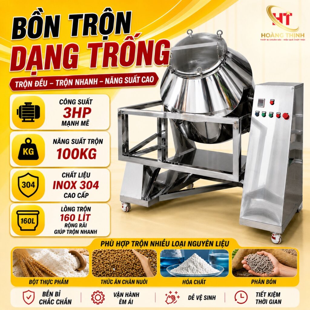 Máy trộn thực phẩm lật đổ nguyên liệu được gia công bởi Hoàng Thịnh