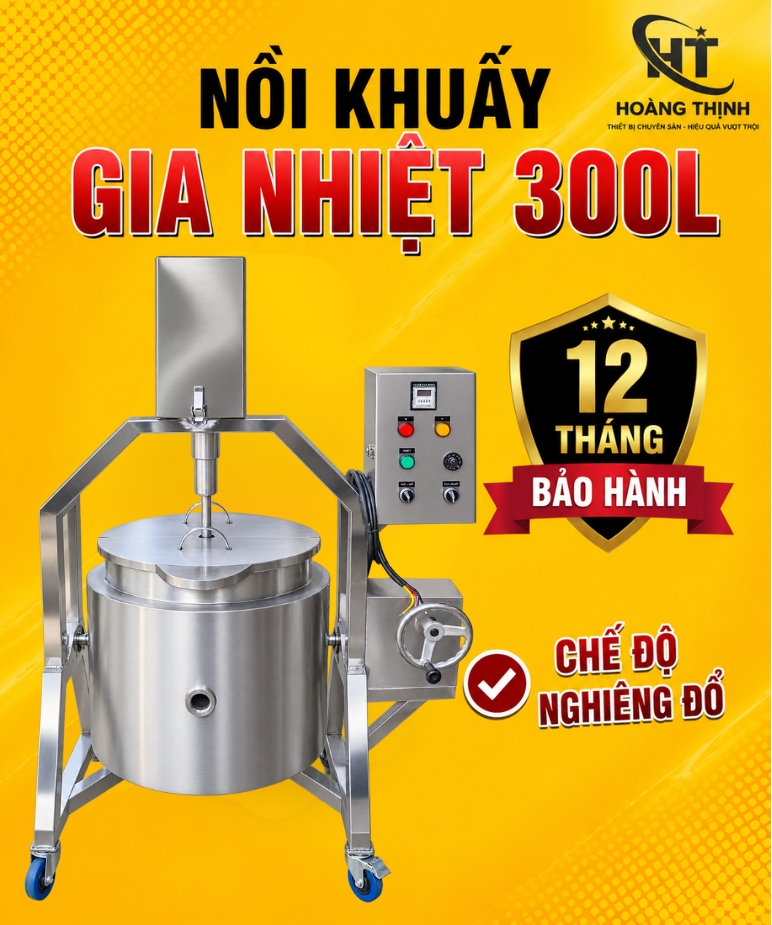 Nồi khuấy gia nhiệt 300l chế độ nghiêng đổ