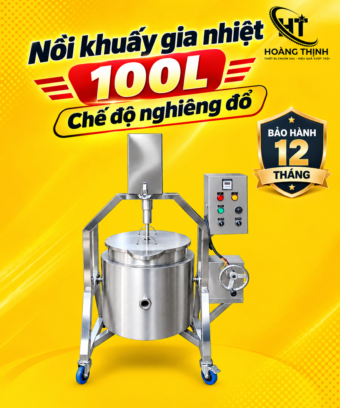 Nồi khuấy gia nhiệt 50L chế độ nghiêng đổ tại Thiết bị Hoàng Thịnh