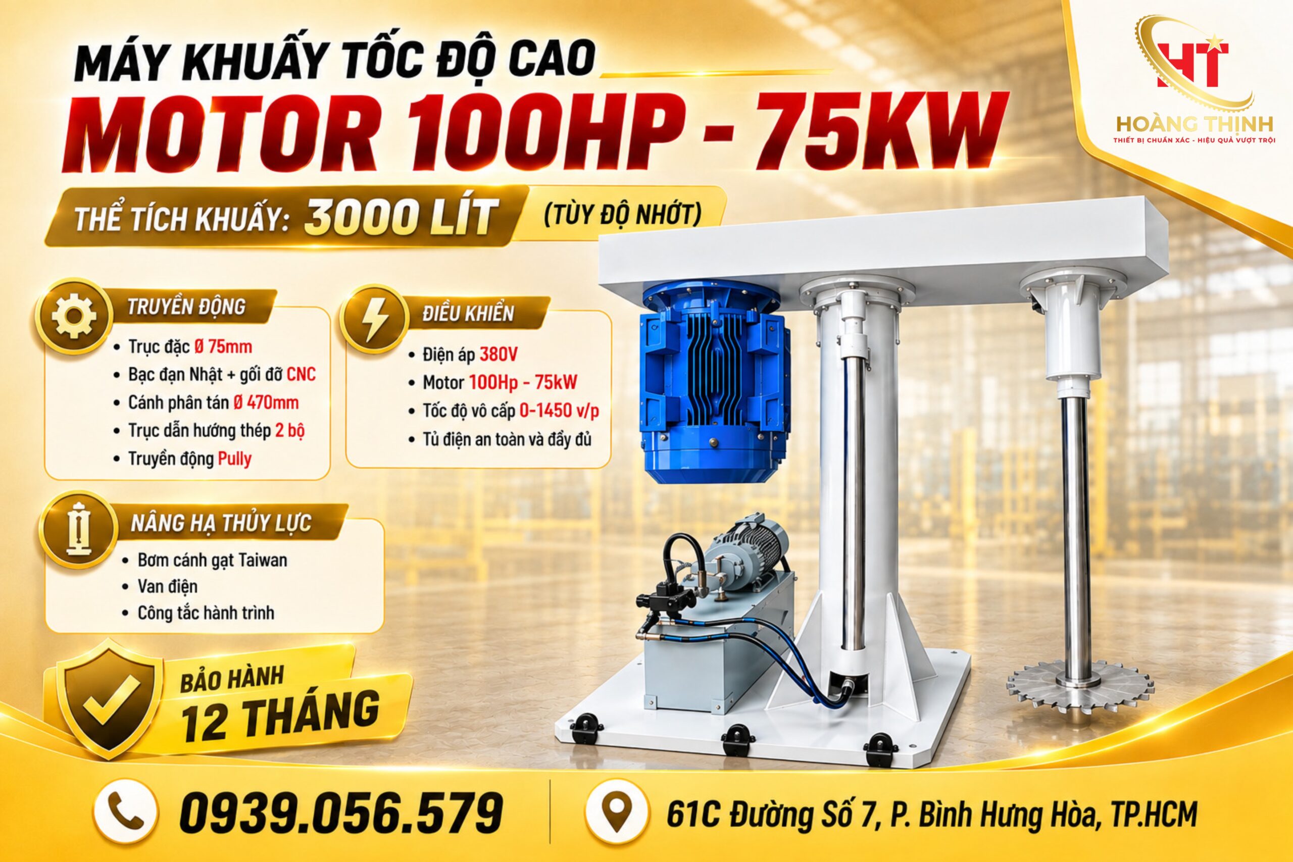 Tổng quan máy khuấy tốc độ cao Motor 100Hp - 75kW